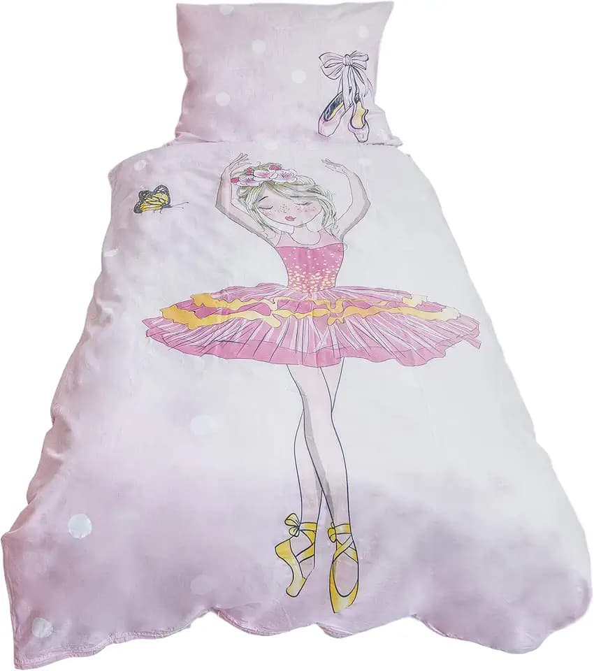 Bettbezug für Kinder, Ballerina, 140 x 200 cm, Kissenbezug 70 x 90 cm, 100% Baumwolle