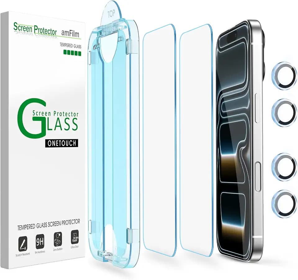 amFilm OneTouch for iPhone 17 Pro Screen Protector 6.3'' Tempered Glass