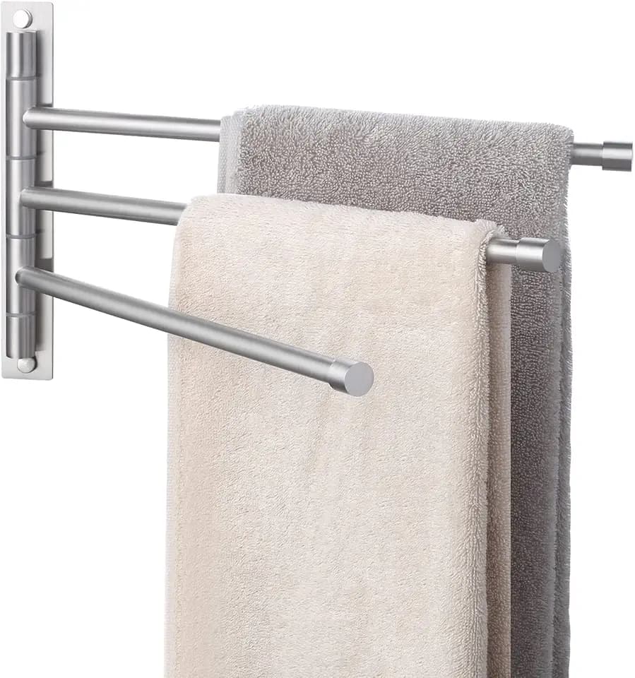 KES Handtuchhalter Schwenkbar Bad 3 Armig Handtuchstange Wandmontage 35 cm