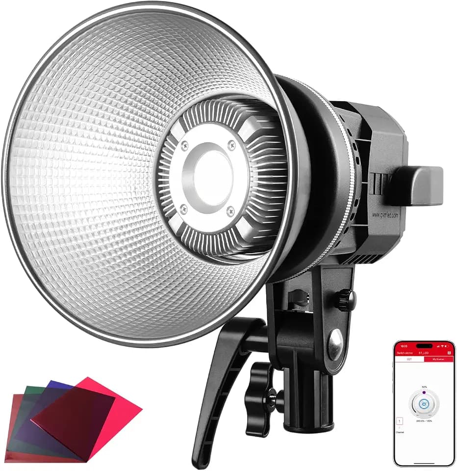 GVM 80W COB LED Videolicht mit Reflektor und 4 Farbfolien, Bowens Mount