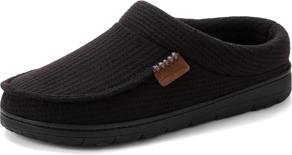 Dearfoams Men’s Brendan Indoor/Outdoor Breathable Memory Foam Clog House Shoe with Wide Widths Slipper