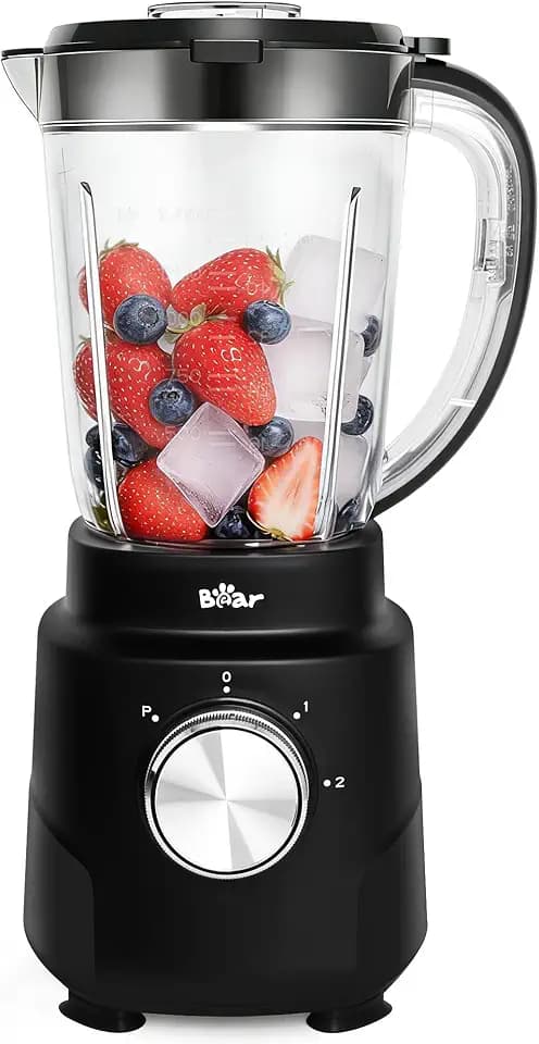Bear Mixer Smoothie Maker 700W, Hochleistungsmixer mit 1500ml Mixbecher, 2 Geschwindigkeiten & Pulse-Funktion für Shakes, Smoothies, Gefrorene Früchte & Ice Crush, Ideal für Küche