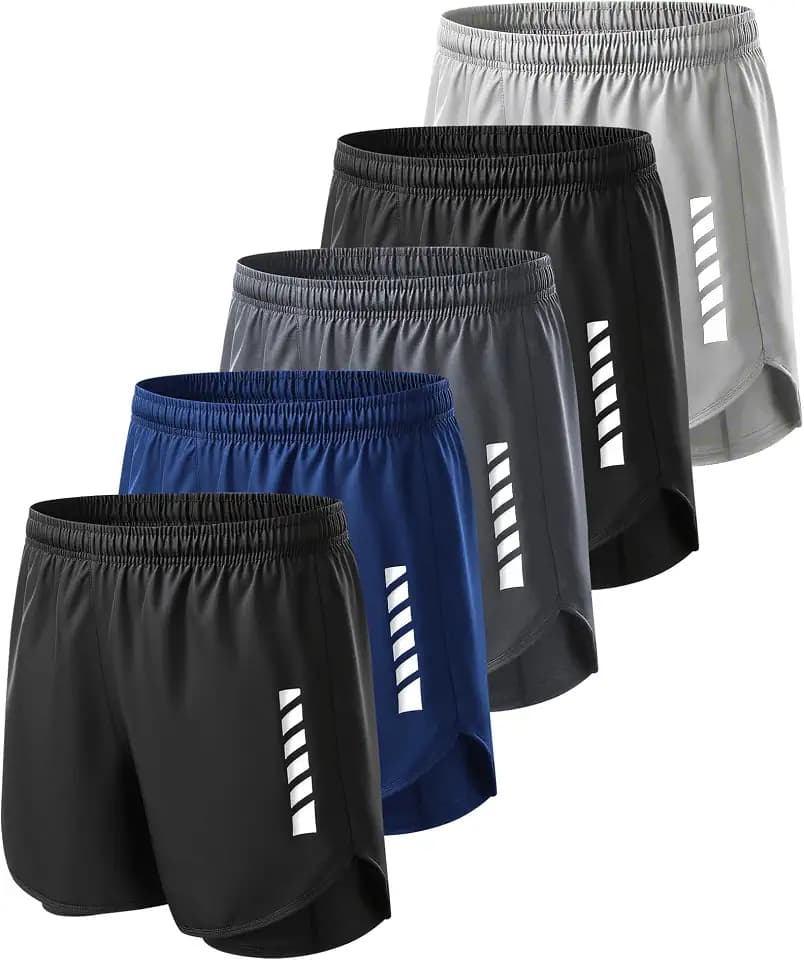 5 Pack Mens Shorts, 2 in 1 Athletic Workout Running Shorts with Liner