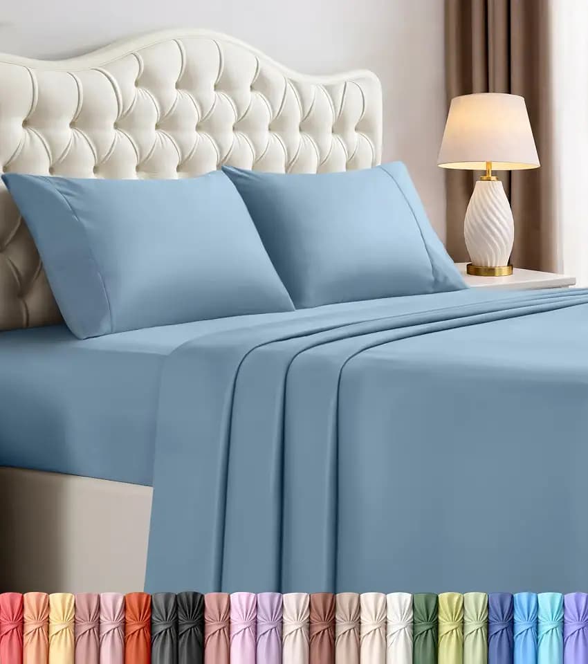 Utopia Bedding Bettwäscheset, 4-teiliges Bettwäsche-Set, gebürstete Mikrofaser, schrumpft und lichtbeständig, pflegeleicht (Voll, Dutch Blue)