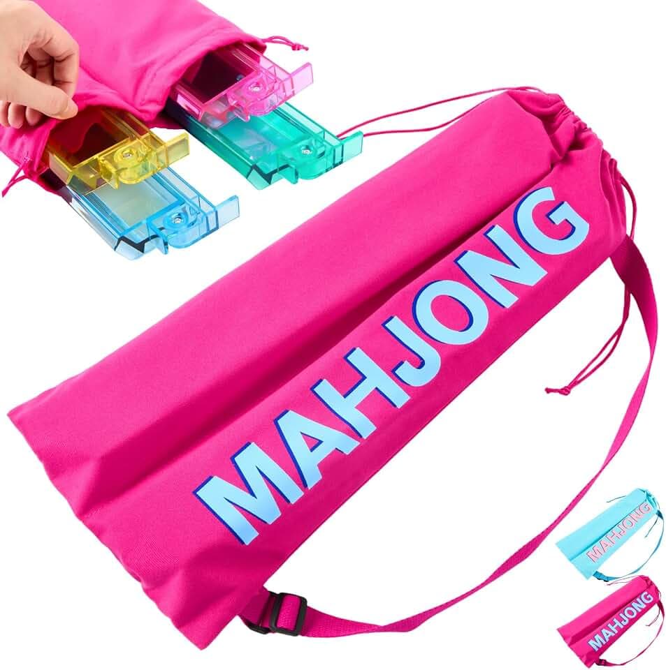 Mahjong Rack Bag 4 Divider Pocket, Rose Red