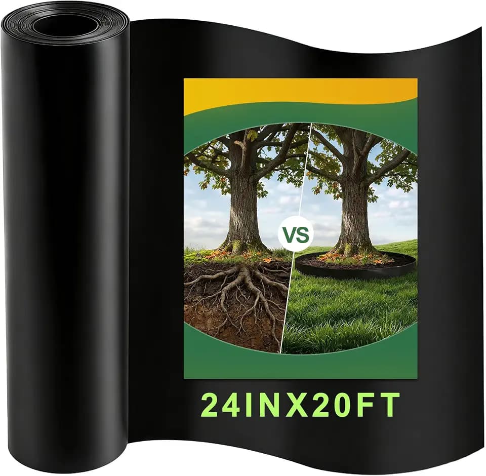 Convivium Tree Root Barrier 24in x 20ft x 60mil, Extra-Deep Recycled HDPE Bamboo & Tree Root Barrier Roll, Heavy-Duty Root Blocker for Sidewalks, Driveways, Patios & Garden Beds