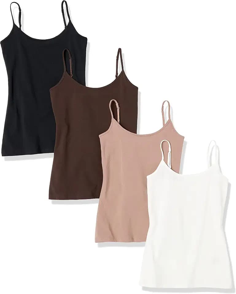 Amazon Essentials Women's Slim-Fit Camisole for Layering and Everyday Wear, Pack of 4