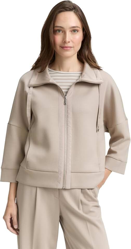 Tom Tailor Damen Boxy Fit Scuba Sweatjacke
