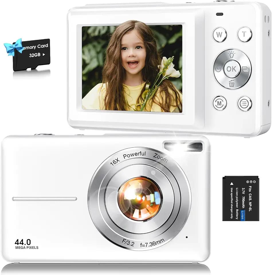 Digital Camera,1080P Kids Camera 44MP Point and Shoot Digital Cameras