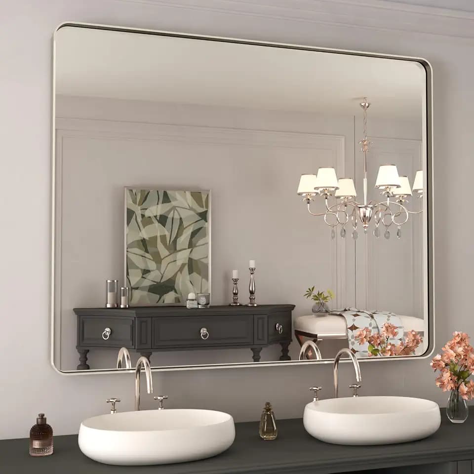 WEER Bathroom Vanity Mirror Brushed Nickel 40X32 Inch