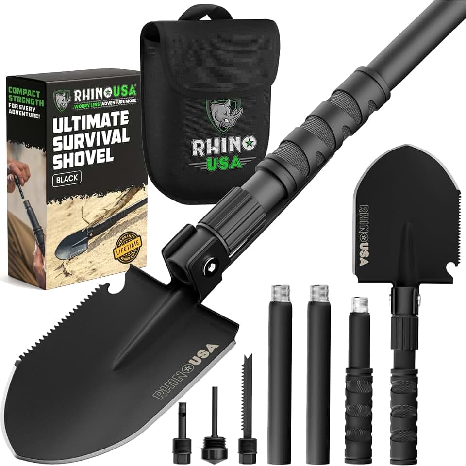 Rhino USA Survival Schaufel mit Hacke - Feldspaten Camping Militär-Stil