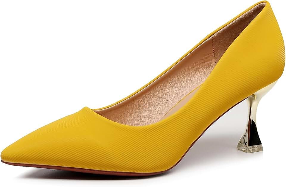 VenusCelia Women's Golden Sun Pump Stiletto Heel Shoe
