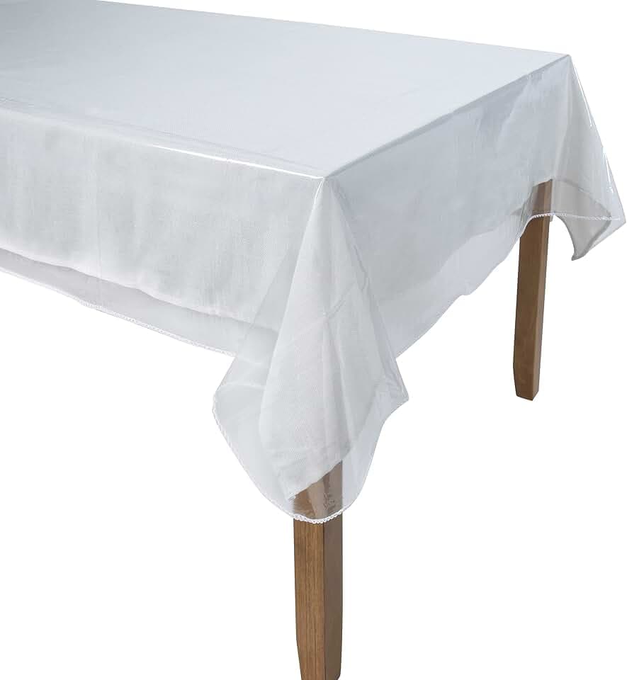 Home Details Oblong Tablecloth Protector | Dimensions: 60"x 90" | Kitchen | Durable Construction | Crystal Clear Vinyl