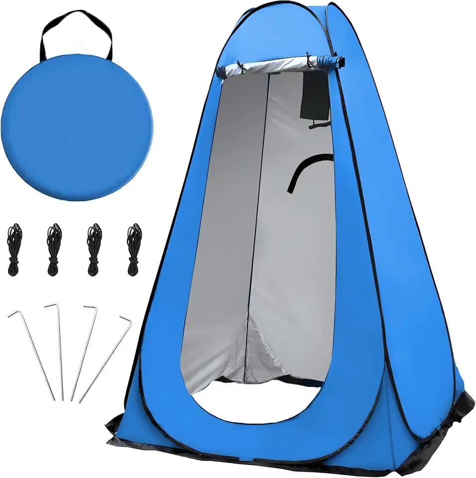 Pop-up Duschzelt, Tragbarer Umkleideraum für den Strand, UV für den Außenbereich, UV-Duschkabinenzelte für Wandern am Strand Camping, Picknick-Angeln im Freien, 120 x 120 x 190 cm (Blau)