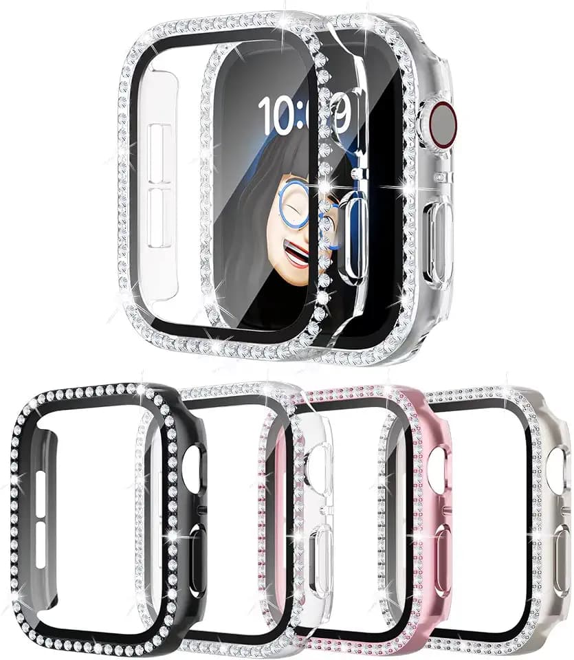 4 Pack Bling Case with Screen Protector for Apple Watch Series 9/8/7 41mm