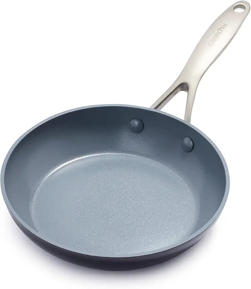 GreenPan Valencia Pro Harteloxierte Gesunde Keramik Antihaft 20 cm Bratpfanne, PFAS-frei, Edelstahl-Griff, Induktion, Spülmaschinenfest, Backofenfest, Grau