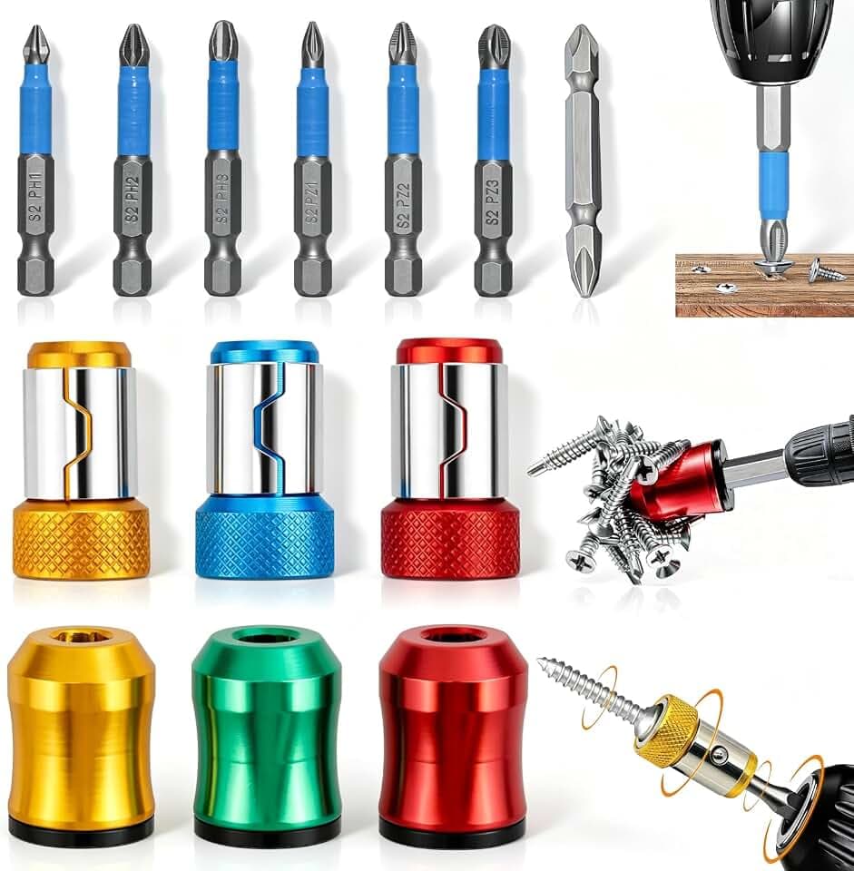 Magnetischer Schraubring Set mit 7 rutschfesten Bits, für Reparatur & DIY