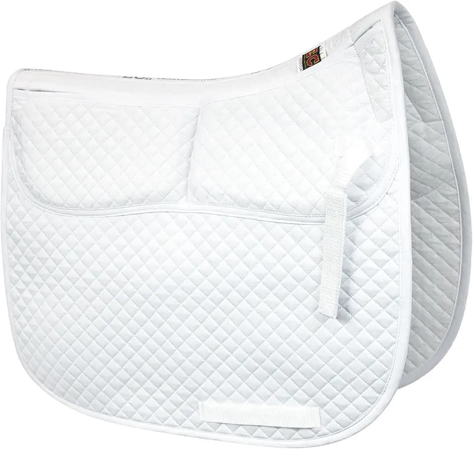 ECP Equine Comfort Products Contoured Correction Dressage Saddle Pad with Adjustable Memory Foam Shims, Quilted Poly-Cotton Design, Pressure Relief for Horses with Swayback or Muscle Loss