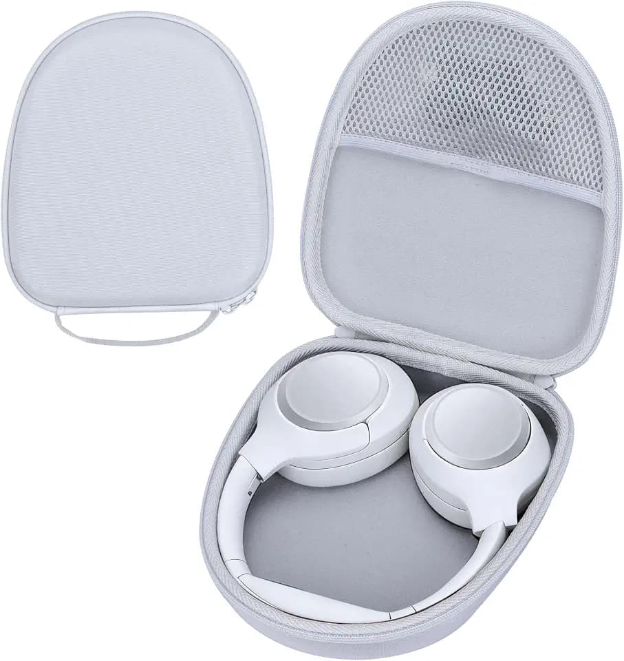 Lebakort Headphone Case Compatible with KVIDIO/TOZO/BERIBES/JLab/Raycon Over-Ear Headphones, Universal Portable Travel Organizer (Off White Case)