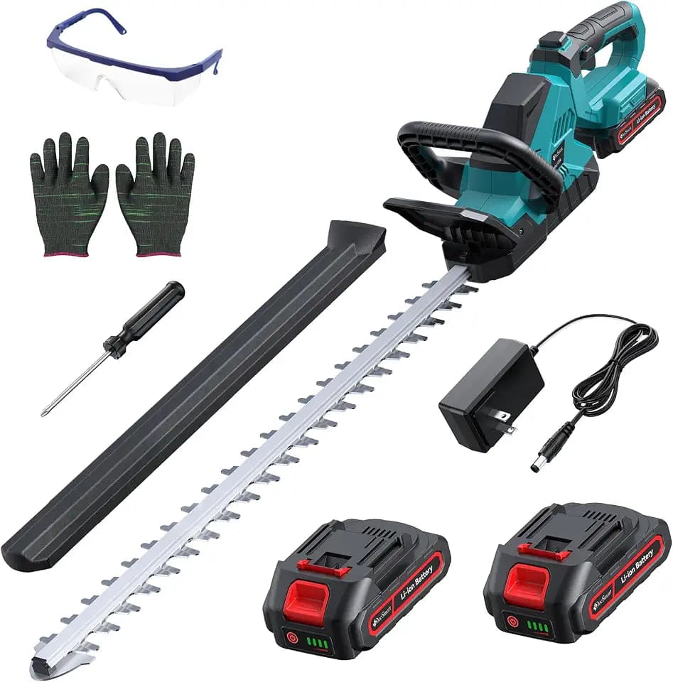 24'' Cordless Hedge Trimmer with 2 Batteries & Charger, Brushless Motor