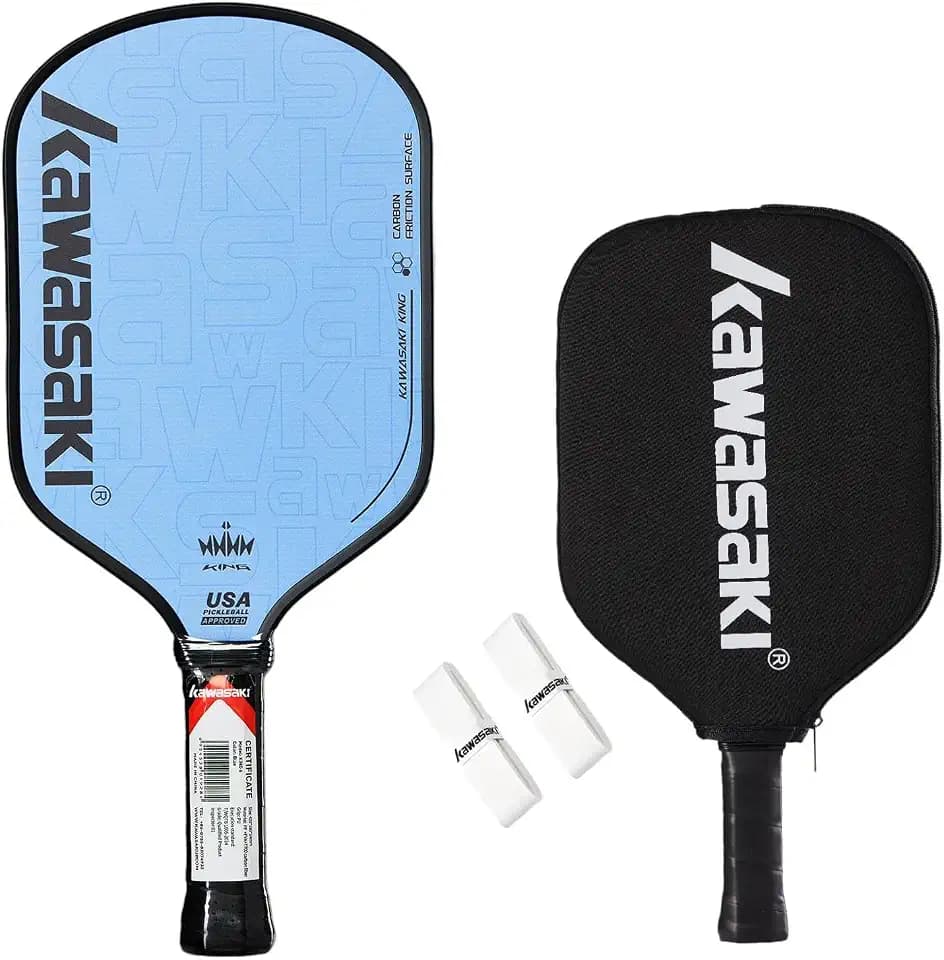 Pickleball Paddle, Kawasaki T700 Carbon Fiber Surface 14mm PP Honeycomb Core (CFS)-USAPA Approved Pickleball Paddle for Tournament Level with Cover Case/Grips