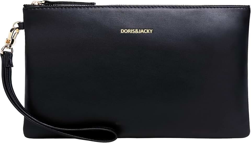 DORIS&JACKY Small Leather Wristlet Clutch Purse and Phone Wallet for Women