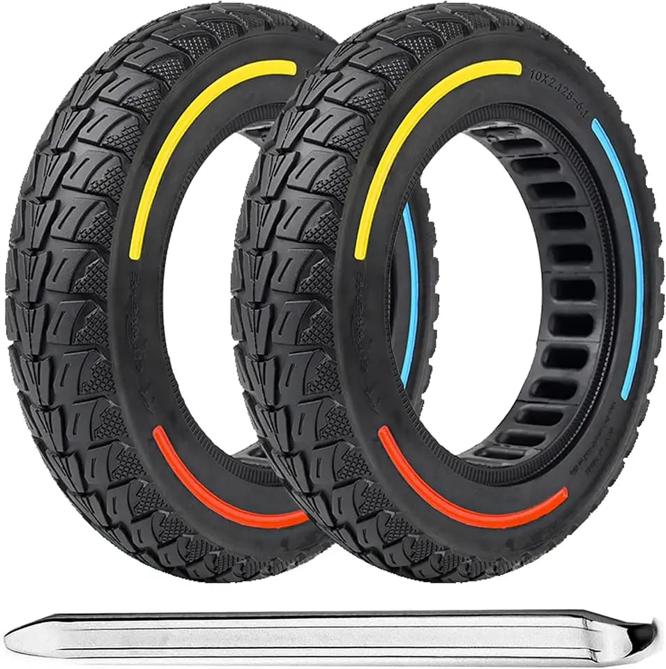(2PCS)10X2.125 Inch Solid Tires for Electric Scooter,50/75-6.1 Replacement Wheel, 10X2.125 Rubber Tyre for Gotrax G4& Turboant X7 Pro& Segway Ninebot F25/F30/F40/F65& Hiboy S2 Pro/ S2 MAX-3 color