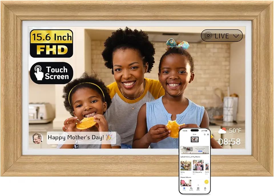 NexFoto 15.6" Digital Picture Frame, Touchscreen, Dual-Band Wi‑Fi, 64GB