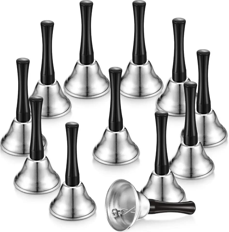 Boao 12 Pack Metal Hand Bells Music Service Dinner Bell,Silver