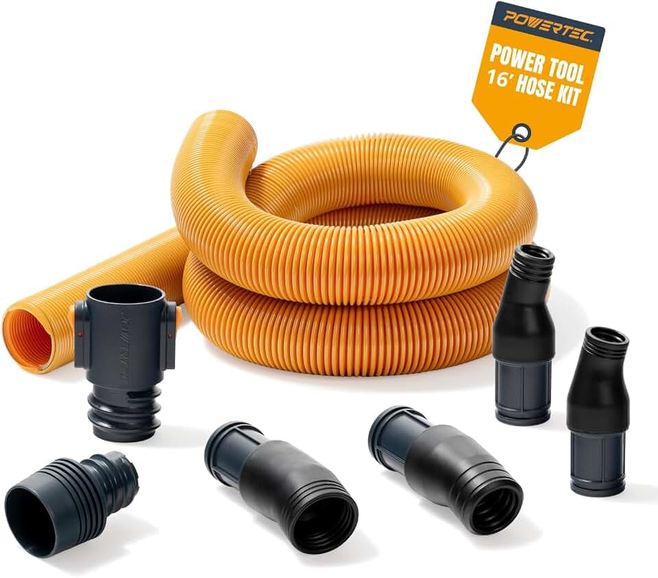 POWERTEC 4' to 16' Extendable & Flexible Power Tool Vacuum Hose Kit (70482)