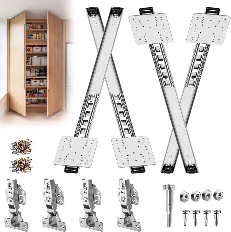 Pocket Door Slides – Hidden Sliding Hardware, Soft Close (Silver,22in,4PC)