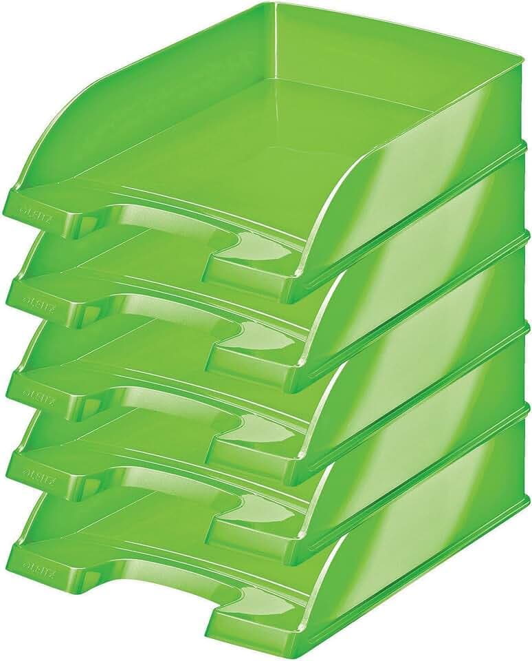 Leitz Briefkorb, A4, 5er Pack, Grün, WOW-Serie, 52263054