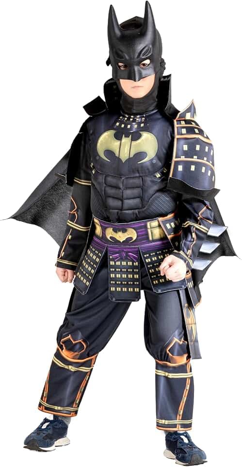 Batman Ninja-Kostüm für Kinder (Größe 5 – 7 Jahre) mit gepolsterten Muskeln