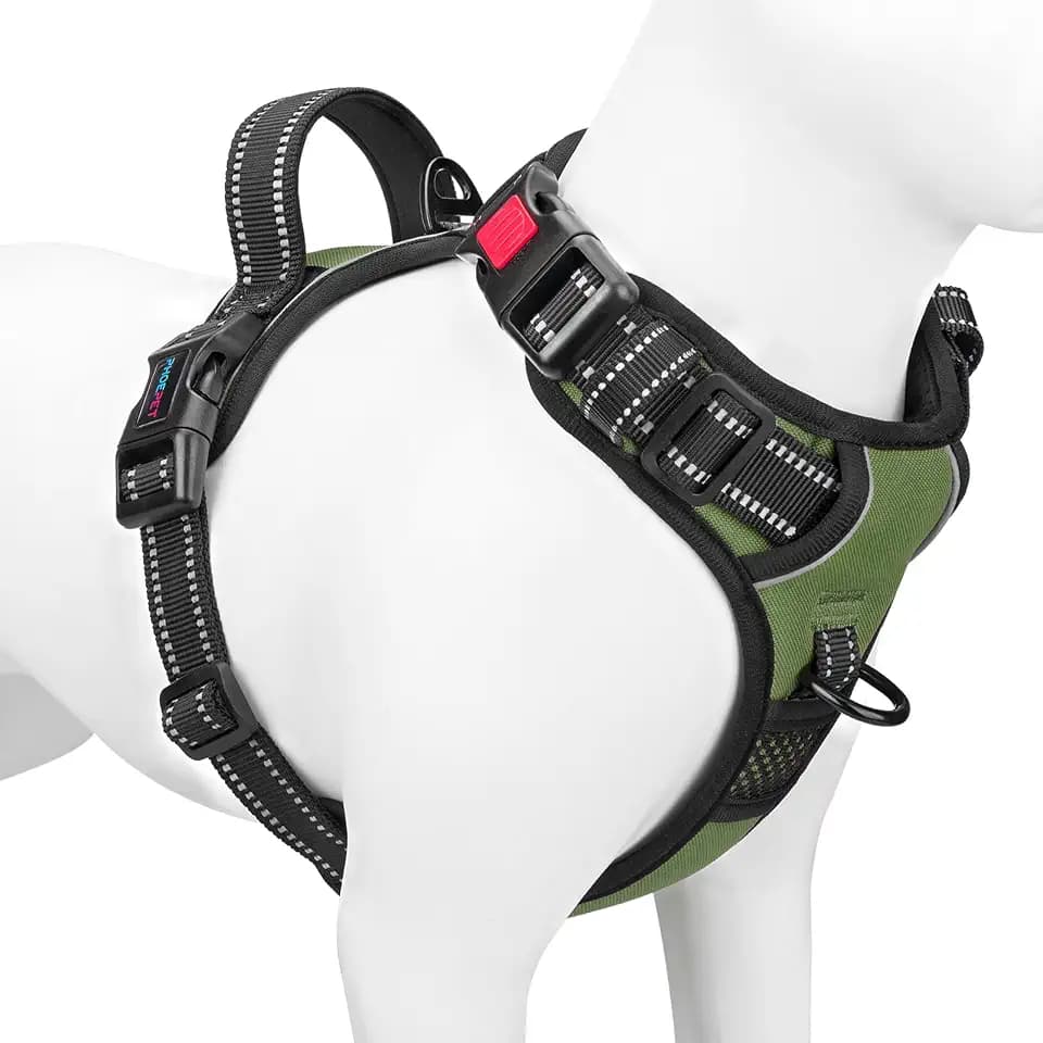 PHOEPET No Pull Dog Harness with Handle Front & Back Clip, Easy on