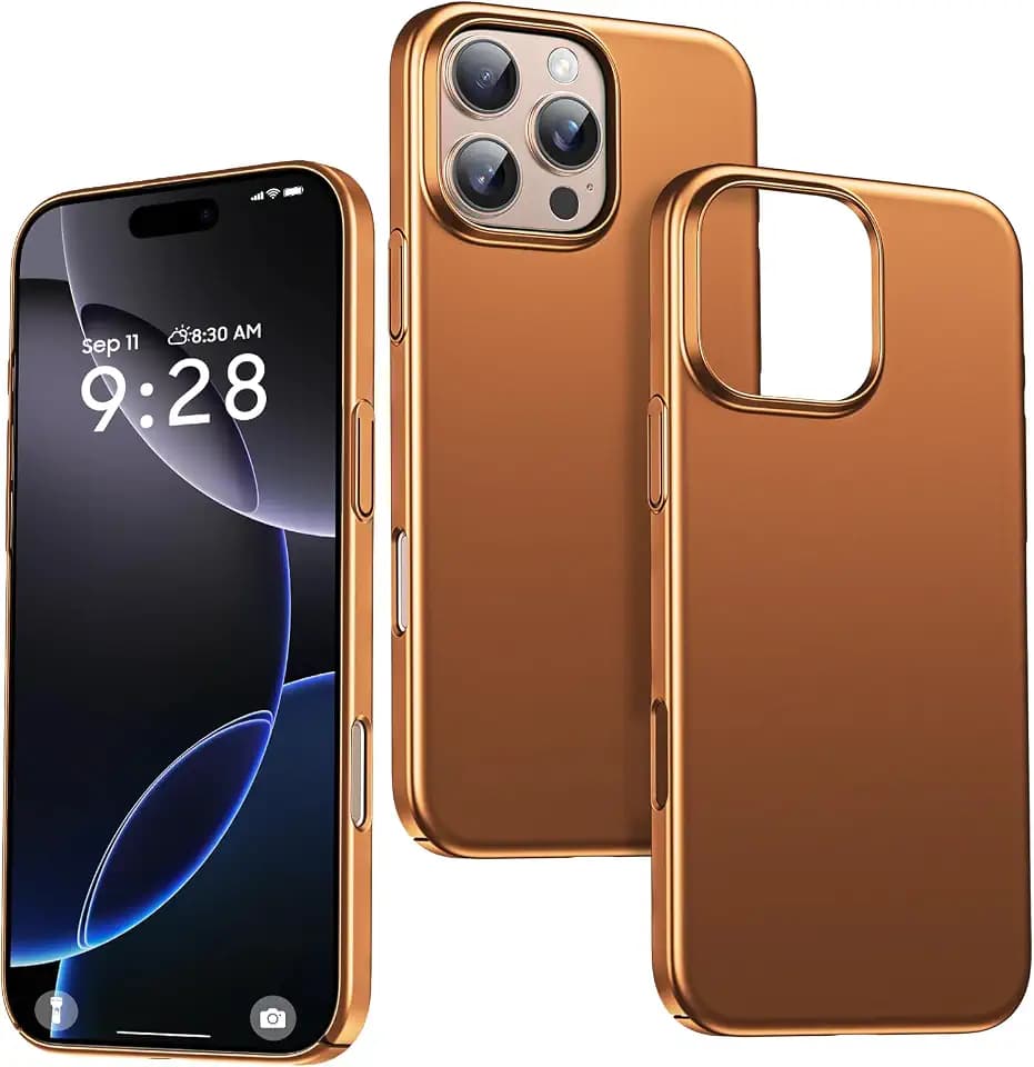 GRECAZO Ultra Thin Frosted Designed for iPhone 16 Pro Phone Case 6.3 inch(2024) Slim Minimalist Lightweight Matte Hard PC Cover Protective Bumper Case-Orange