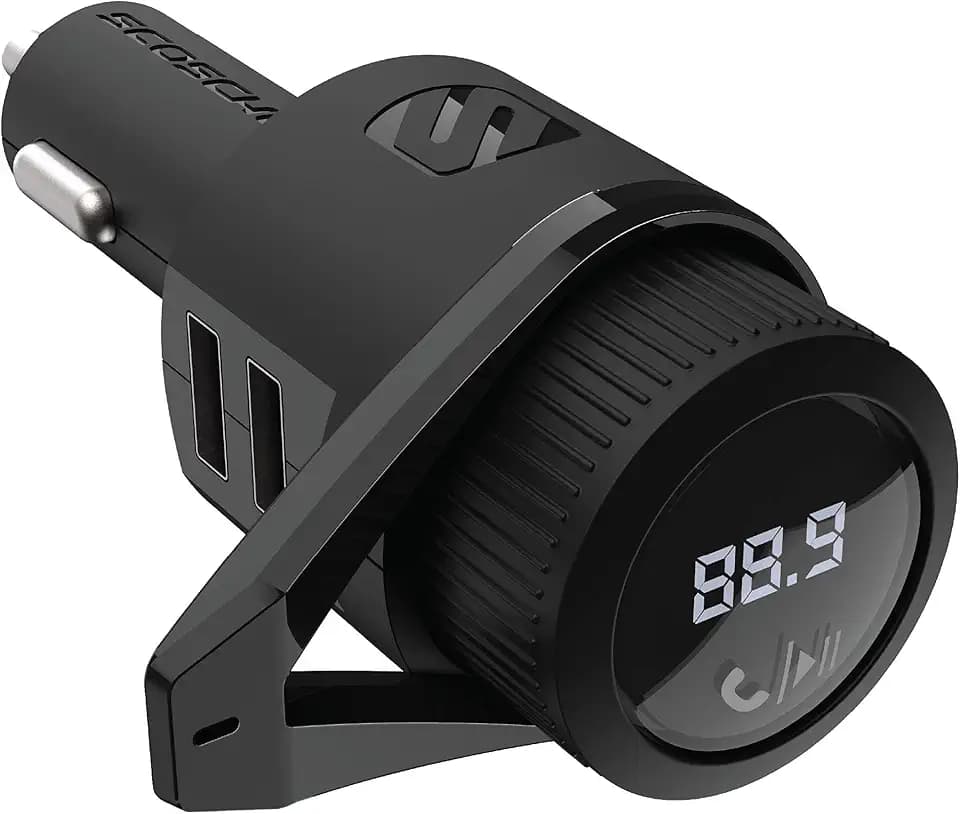 Scosche BTFM5 Bluetooth Hands-Free Car Kit with Digital FM Transmitter and Dual 12W USB Charging Ports For Vehicles