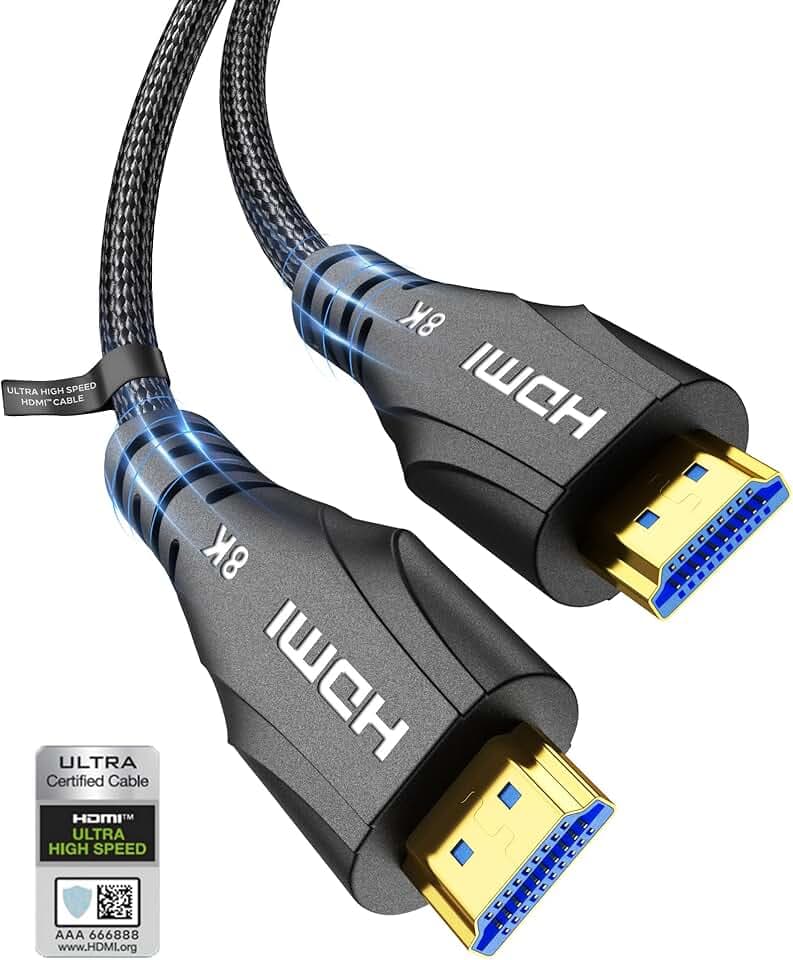 Cratree HDMI Cable 15FT Long - Certified 8K Ultra High Speed HDMI Cable,48Gbps Braided HDMI Cord,8K 60hz,4K 120hz,eARC,HDCP 2.2&2.3 - Compatible for HDTV/PS5