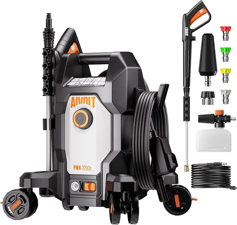 AIVOLT Electric Pressure Washer, Anti-Tipping 4-Wheel Power Washer