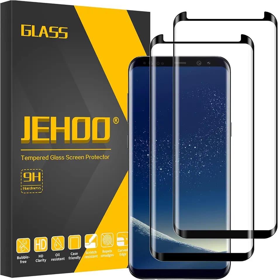 [2 Pack] Screen Protector for Samsung Galaxy S8, Support Fingerprint, 9H Tempered Glass Film, Easy Installation, Bubble Free