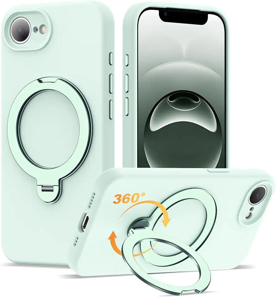 Case for iPhone 16E with 360°Spin Stand,6.1" Green