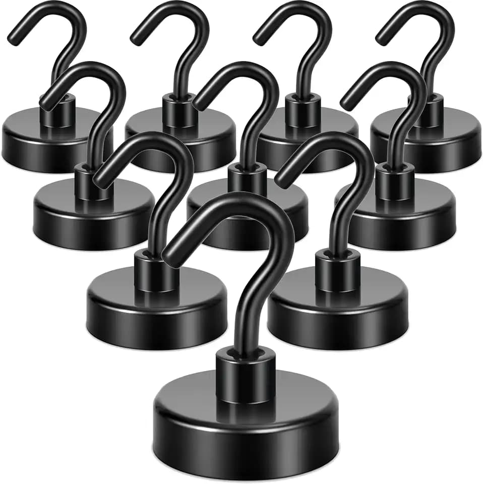 Neosmuk Magnetic Hooks, 85lb Heavy Duty, Black, 10 Pack