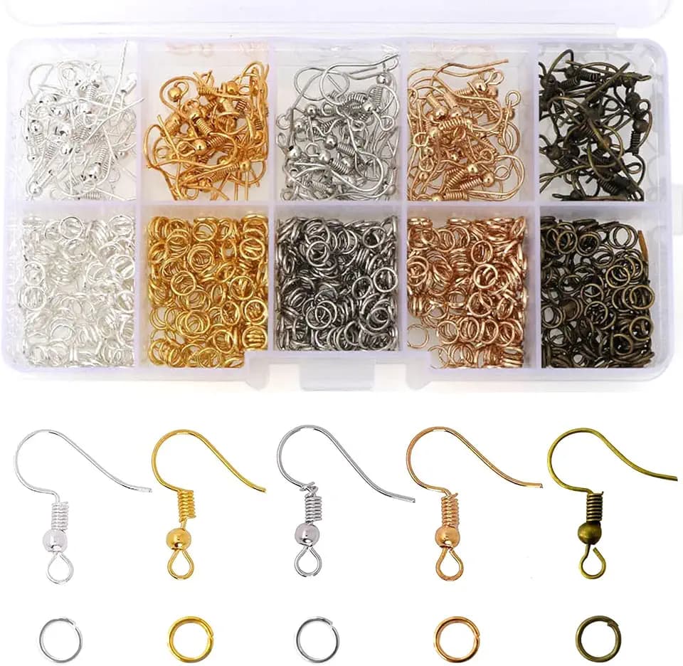 Redamancy 1150 Stück Ohrring Machen Kit, 18x20mm Schmuckherstellung Set, Mehrfarbig Ohrring Haken, Ohrhaken Biegeringe, Ohrringe Selber Machen Set, für DIY Ohrhänger Schmuck Basteln Zubehör
