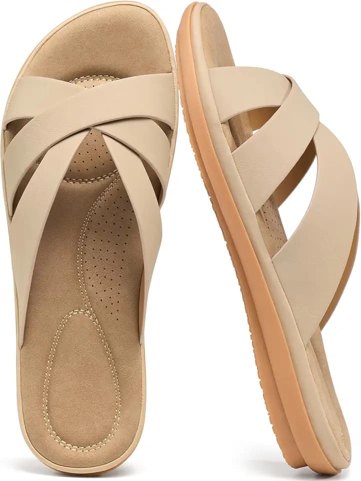Alicegana Women Dressy Flat Sandals: Comfortable Fashion Vacation Slides Casual Cute Open Toe Walking Sandals For Summer 2026