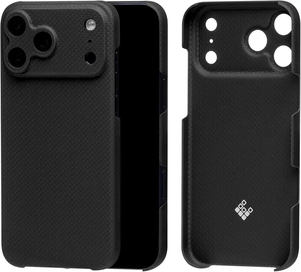 Latercase for iPhone 17 Pro Max | Ultra-Thin 0.6mm Aramid Fiber Case | Lightweight 12g Hard Shell Slim Protective Cover | Wireless Charging Compatible | Matte Non-Slip Grip | Black Crosshatch