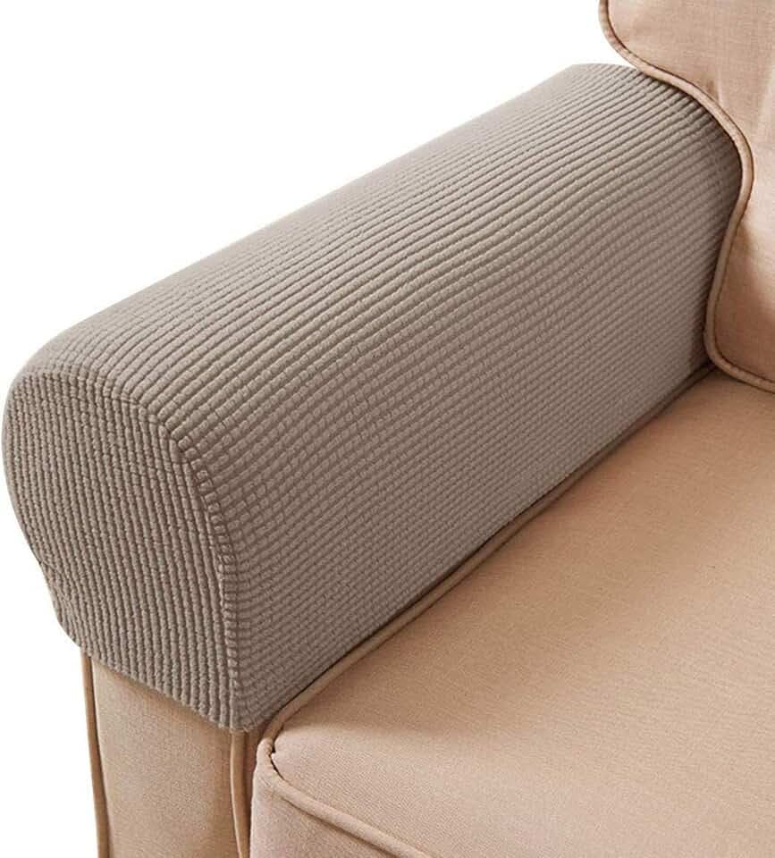 Armlehnen-Stuhlbezüge, Stretch-Sessel, Couch, Armlehnenbezug, rutschfest, Spandex, Polyester, Sofa-Stuhl-Armkappen, Schonbezüge für Möbelschutz, 2er-Set (Sand)