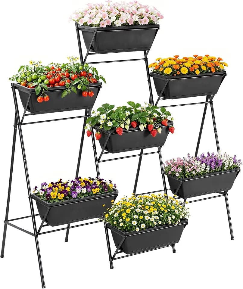 5-Tier Vertical Garden Planter with 7 Plant Boxes & Drainage Trays