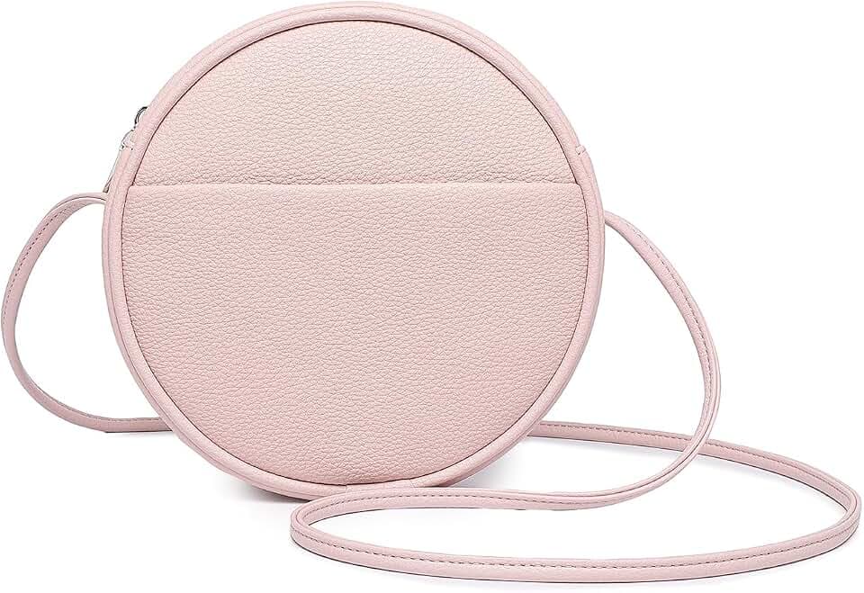 Circle Purse for Women, Round Crossbody Bag with Zipper