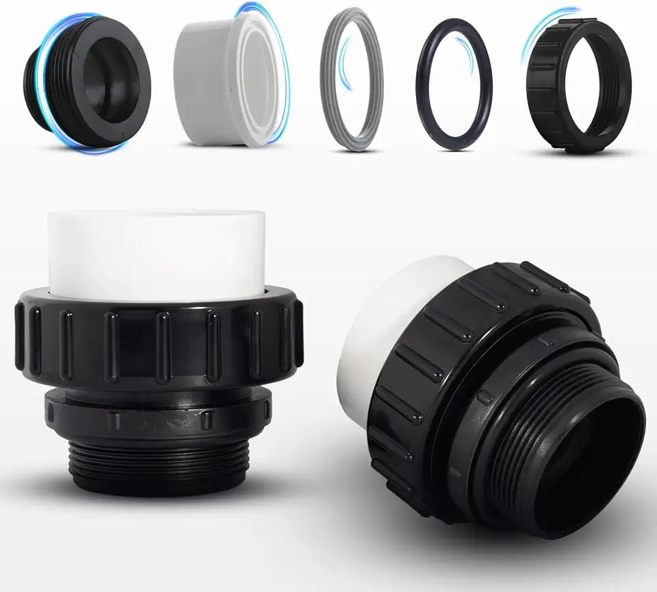 2" Hi-Temp Union Kit Compatible with Pentair® WhisperFlo® & IntelliFlo® Pumps, 2" MIP x 2" Slip PVC Union Replacement, Compare to 21063-200-000, Includes 2 Unions