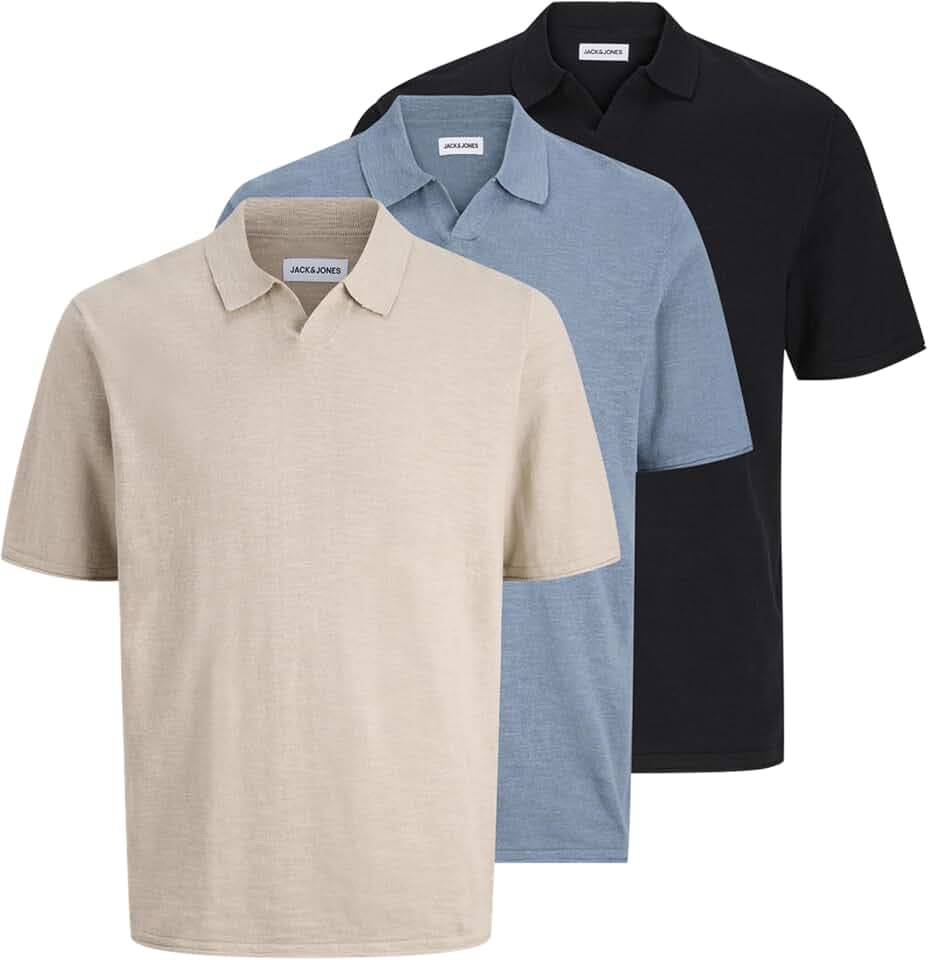 JACK & JONES Herren Jjkane Knit Split Neck Polo 3Pk Mp (3er Pack)