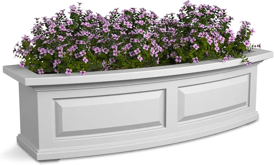 Mayne Nantucket 36in Self-Watering Rectangular Window Box Planter, White